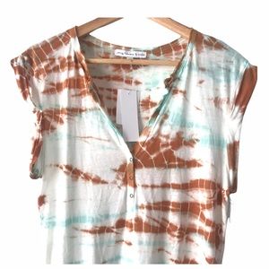 Young Fabulous & Broke Tie Dye T-shirt white brown green size Medium